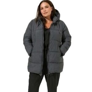 Torrid Longline Hooded Packable Puffer‎ Coat Space Dye Gray Lightweight Size 00